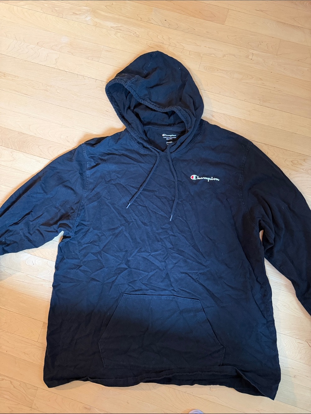 Champion Black Pullover Hoodie with Script Logo